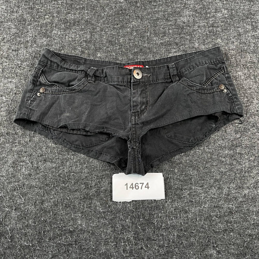 Union Bay Cut Off Shorts Womens 9 Black Cotton Stretch Embroidered Summer Wear